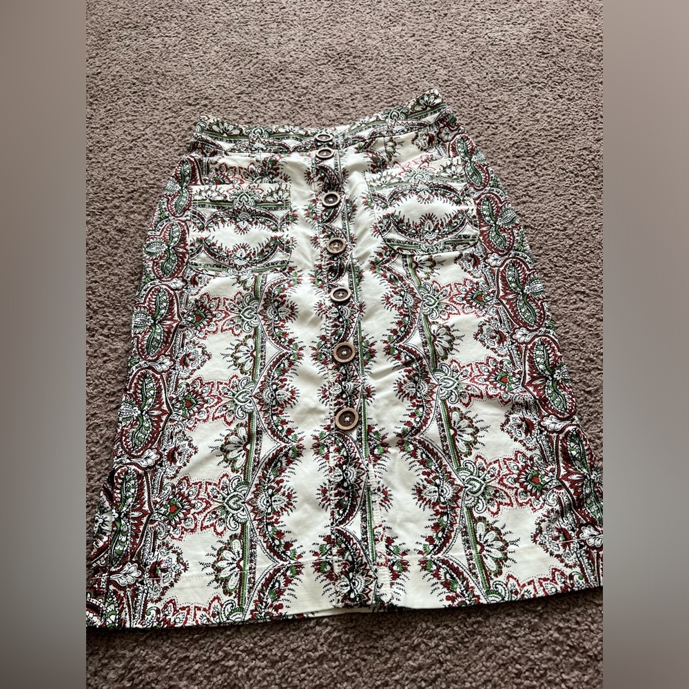 Maeve Button-Front Paisley Skirt